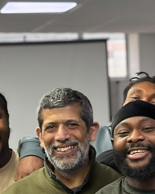 Nas, a Pacific trainer, in the training room at the end of a course.